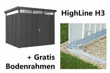 Highline H3 (275 x 235 cm) / dunkelgrau-metallic / Standardtür + Alu-Bodenrahmen